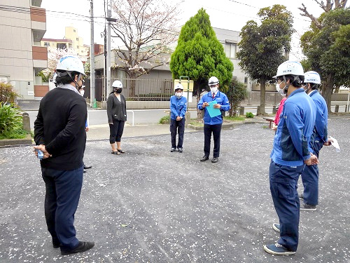 避難訓練：一時避難所の確認